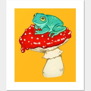 Frog on a Mushroom Posters and Art